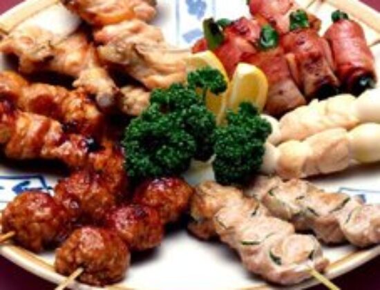Grilled chicken skewers & fresh seafood, Kushikin